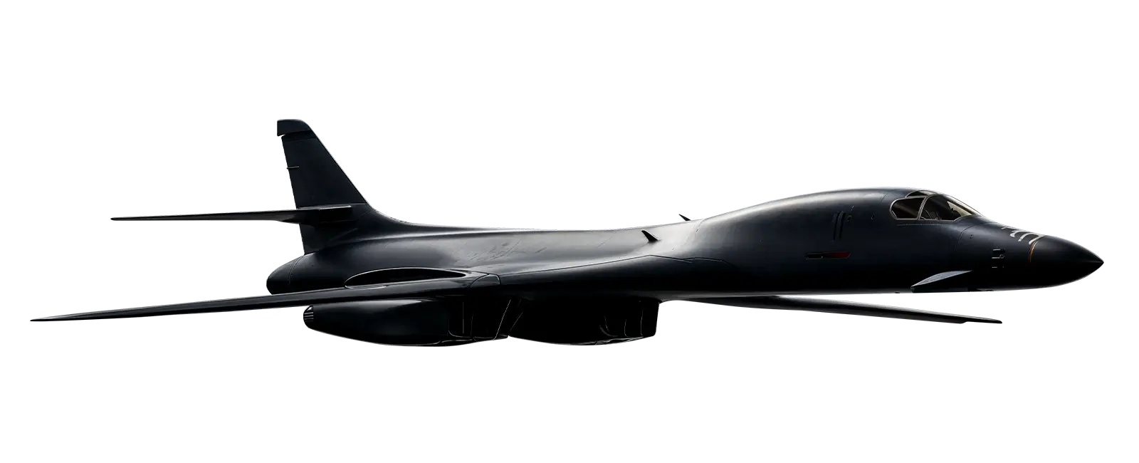 Ultra-realistic slightly angled side view of B-1B Lancer for card game Tide of Steel