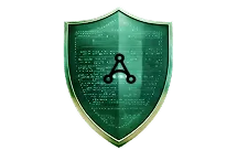 A blue shield icon featuring a graphical representation of a network node. The design suggests themes of security and protection, potentially relating to customizable data retention with transparent InfoSec policies and enterprise SSO authentication (SAML 2.0/OAuth 2.0).