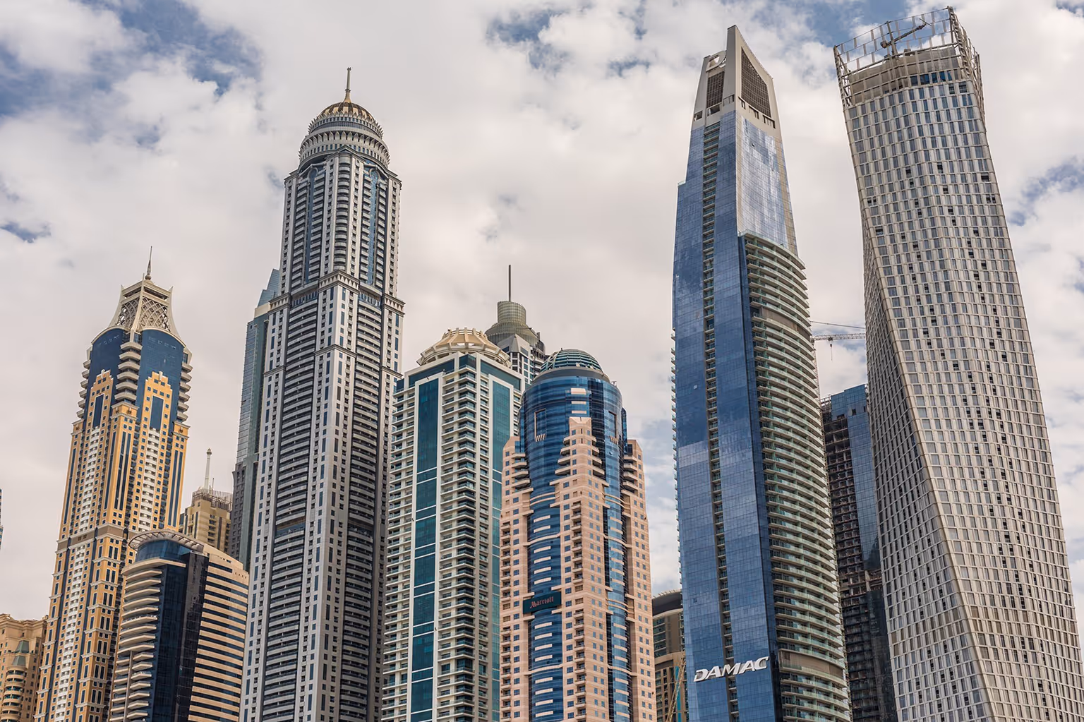 Cityscape view of massive skyscrapers