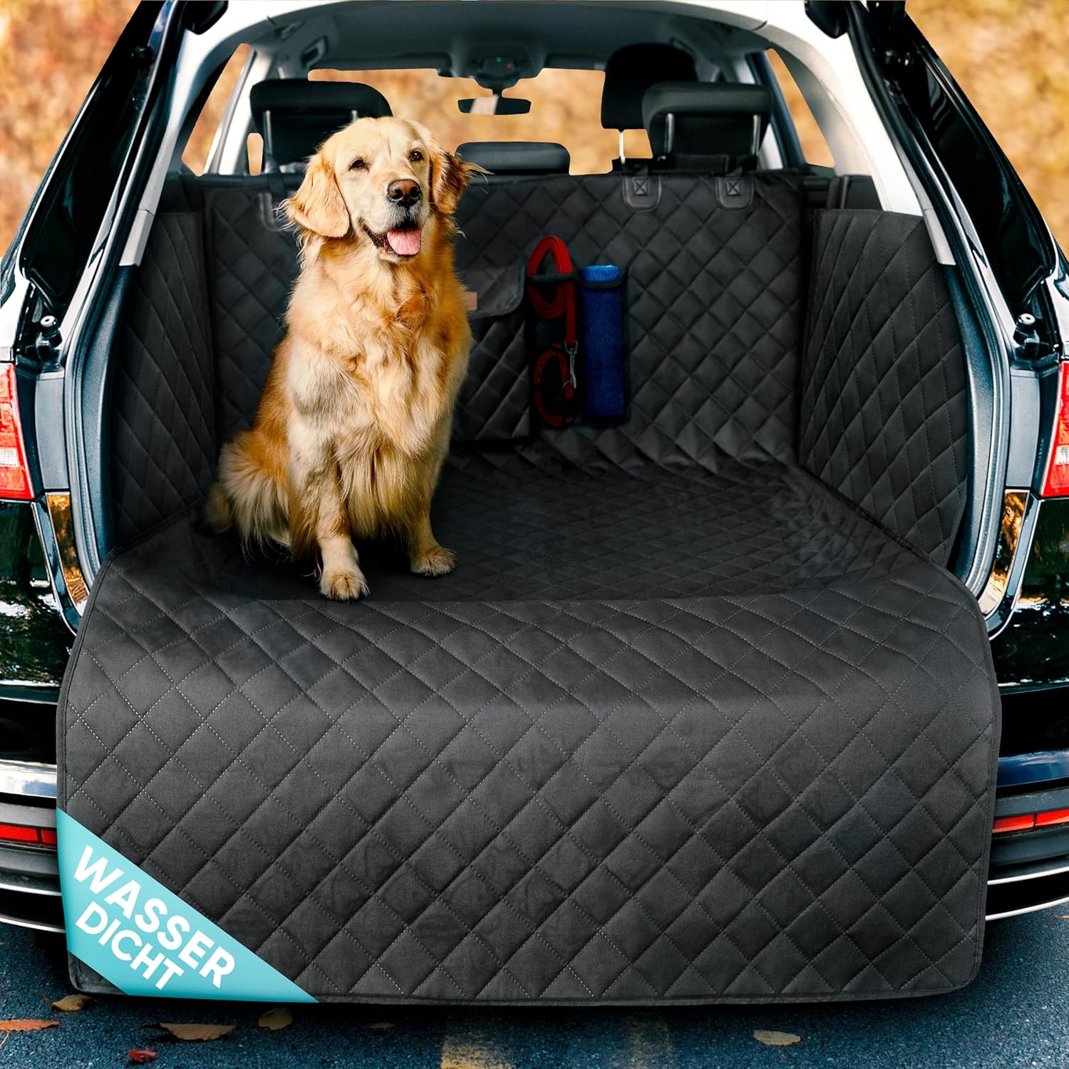 Kofferraumschutz Hund gesteppt mit Seiten- und Ladekantenschutz I Hundedecke Auto Kofferraum Wasserdicht & Kratzfest I Universal Kofferraum Schutzmatte für Hunde