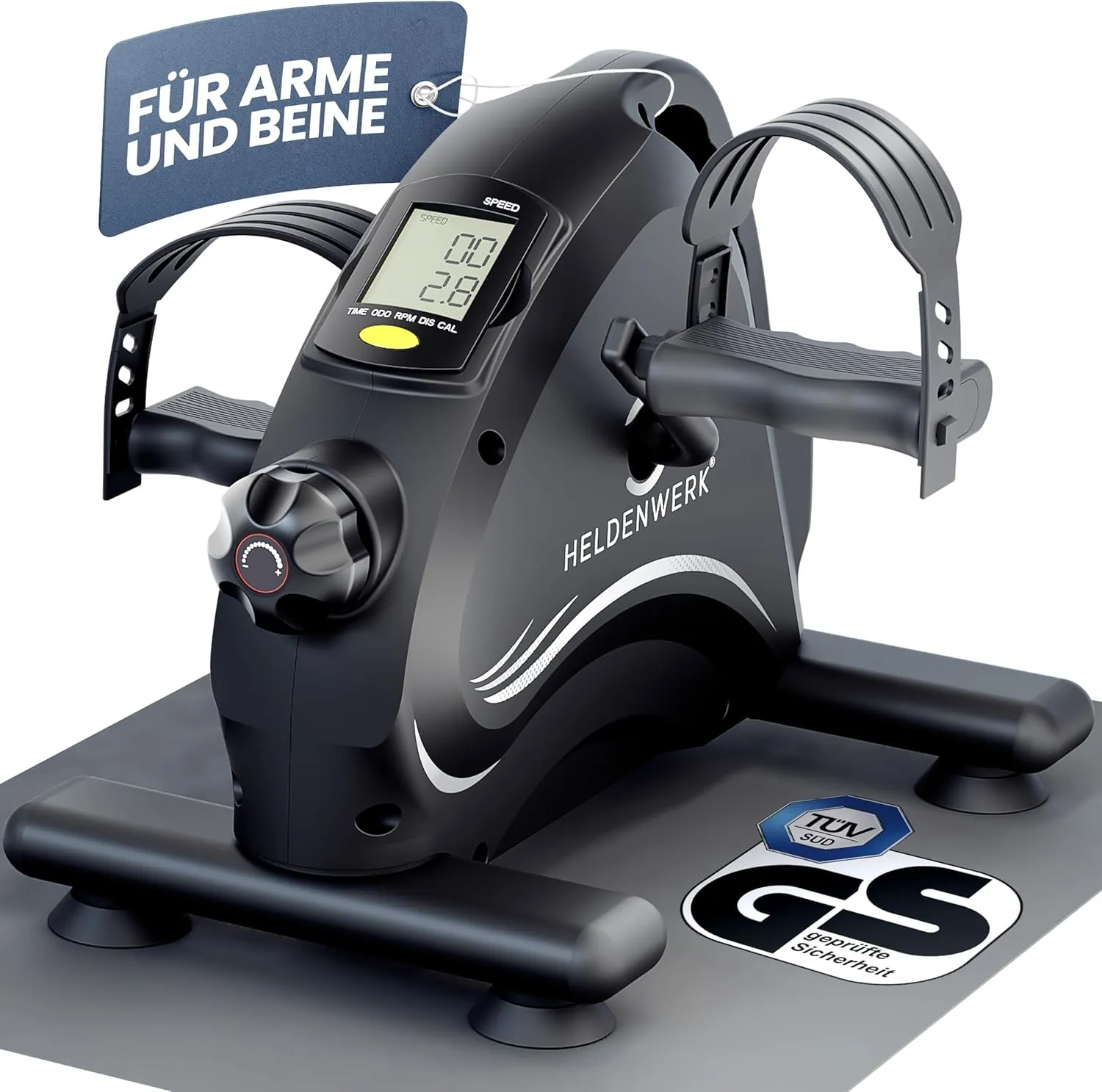 Pedaltrainer Basic Set - TÜV/GS geprüft inkl. Befestigungsgurt & Anti-Rutschmatte - Arm- und Beintrainer für Zuhause - Senioren Pedal-Trainer, Heimtrainer