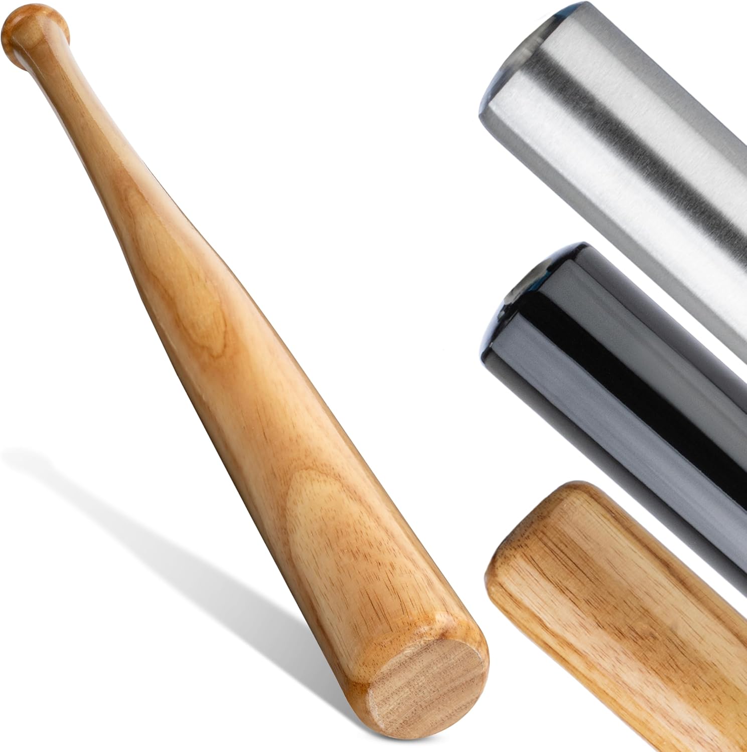 Baseballschläger aus Holz oder Aluminium - Rutschfester Griff - Solide verarbeitet 31 Zoll