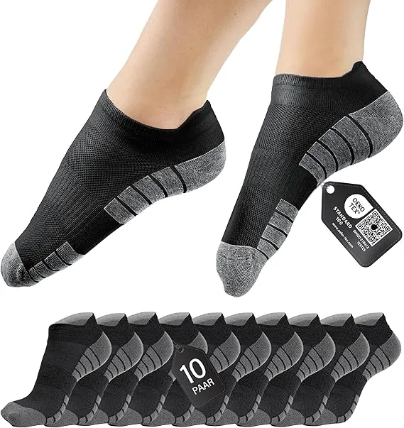 Sneaker-Socken für Damen & Herren 10 Paar - Kurze Sport-Socken mit atmungsaktiver Baumwolle - Unisex Laufsocken Set