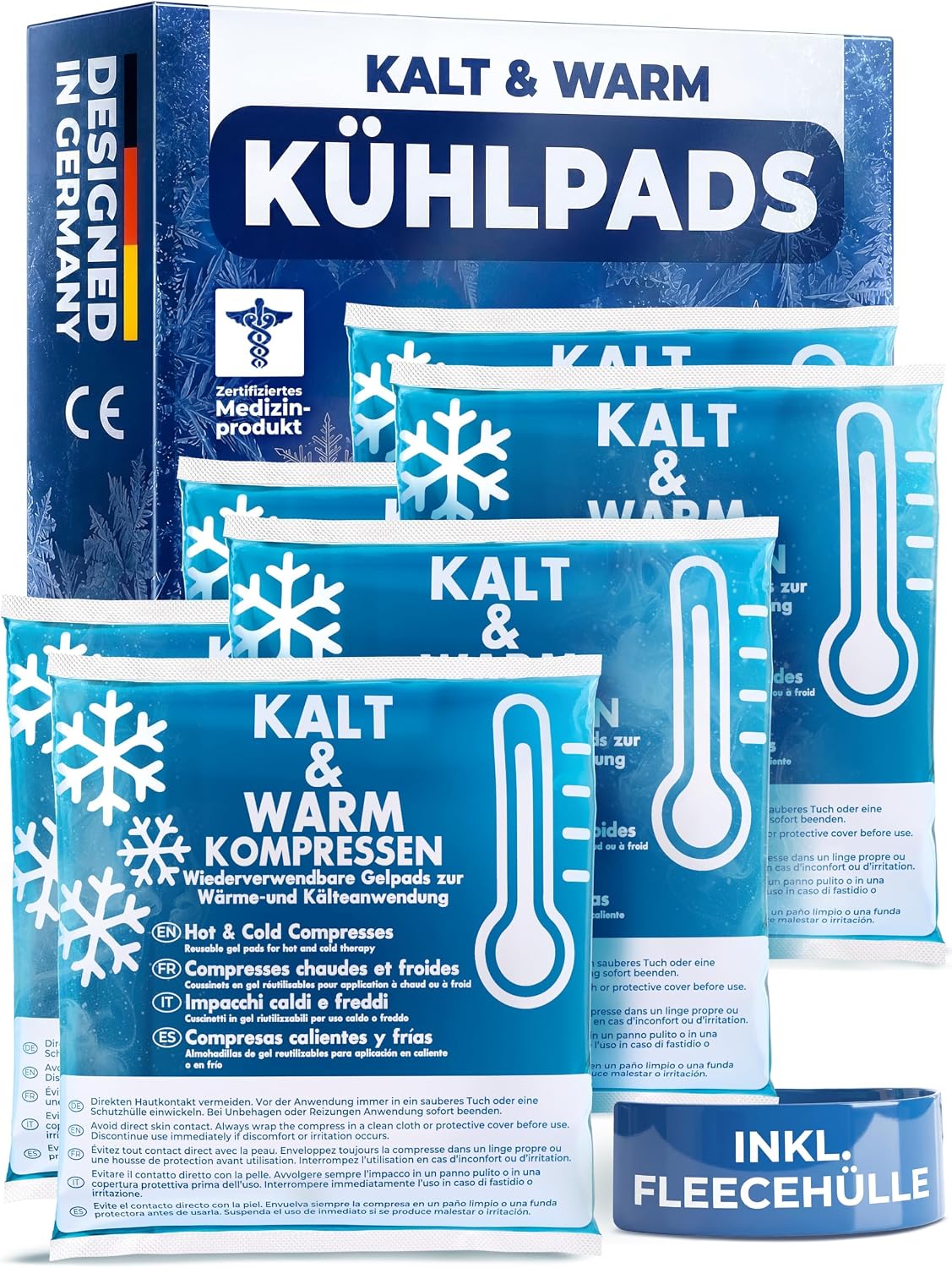 Kühlpads 13x14cm | 6er Pack Kalt Warm Kompresse zertifiziert
