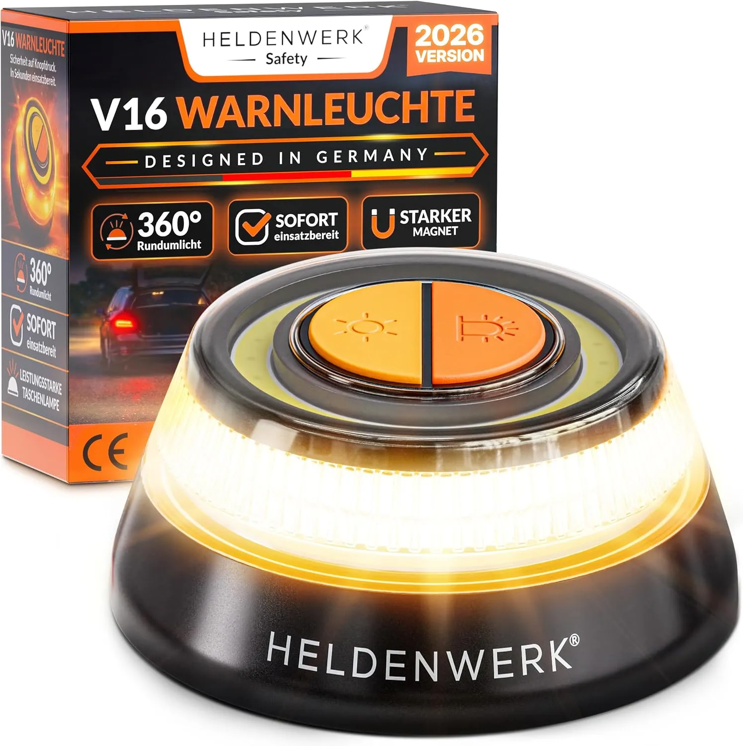 2026 Warnleuchte V16 Notlicht zertifiziert für Auto & Motorrad