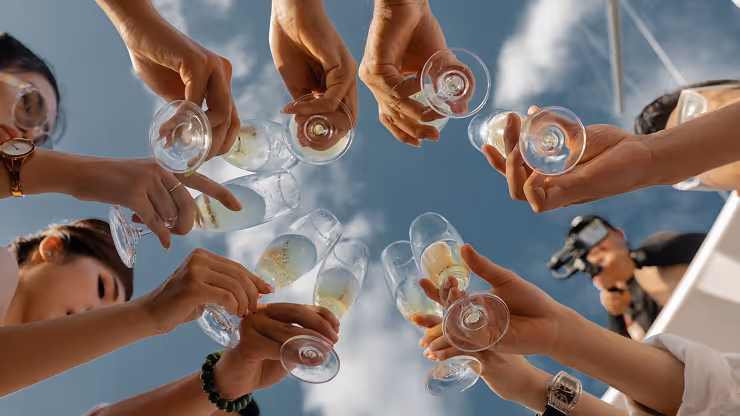 A image of women holding drinks