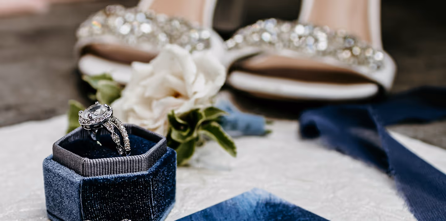 An image of wedding ring and other decorations