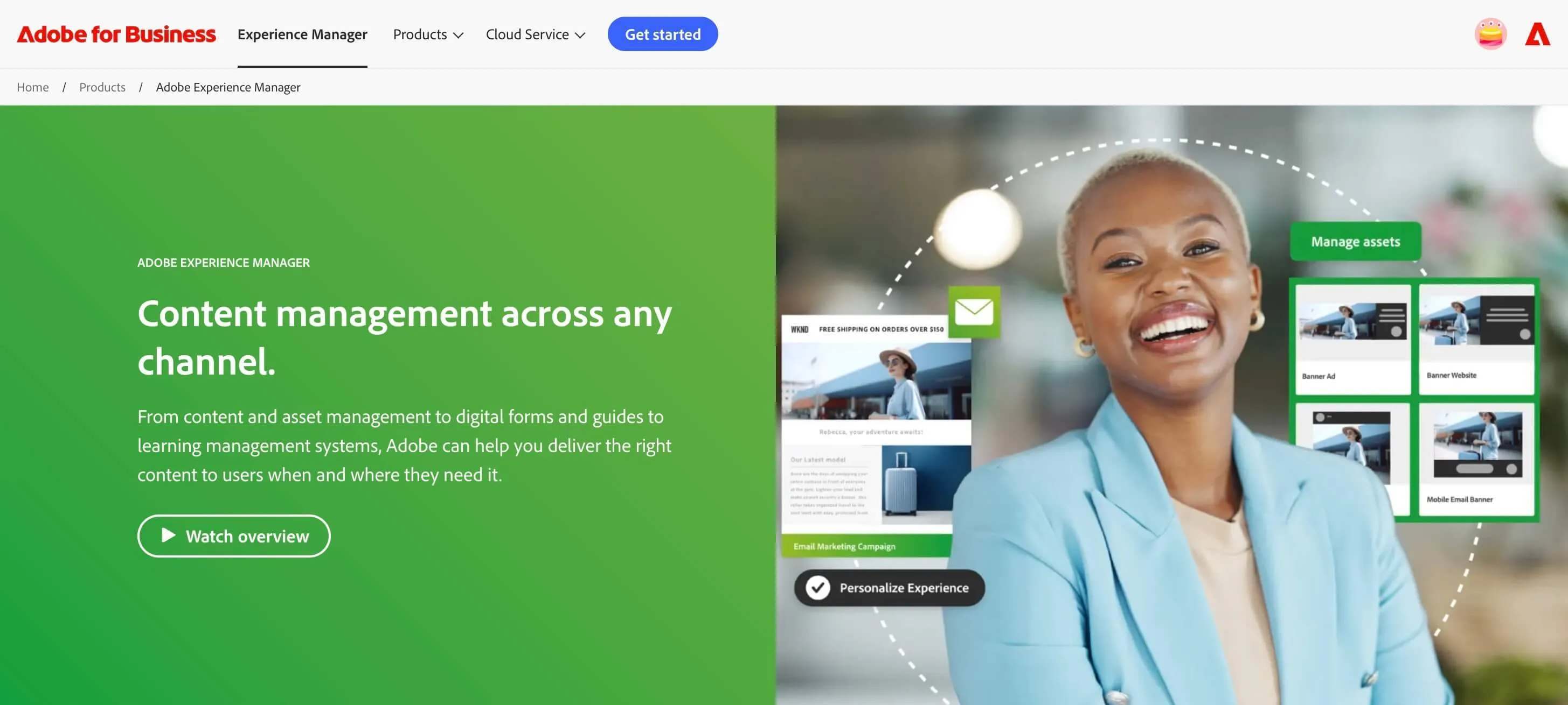 Homepage der Adobe Experience Manager Website