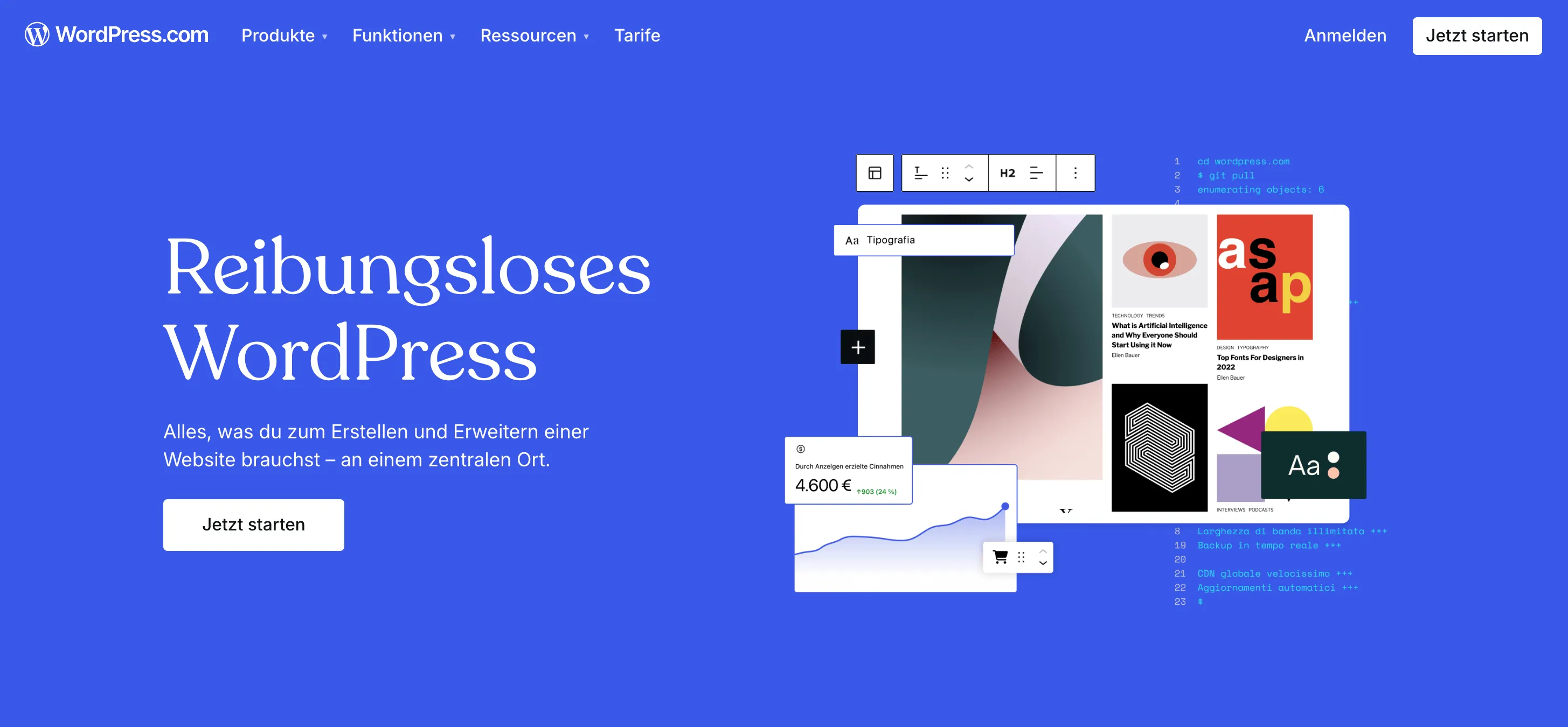 Homepage der WordPress Website
