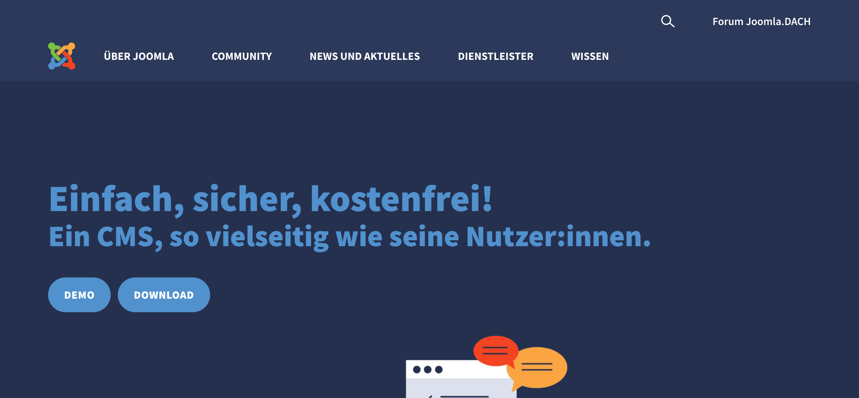 Startseite der Joomla Website