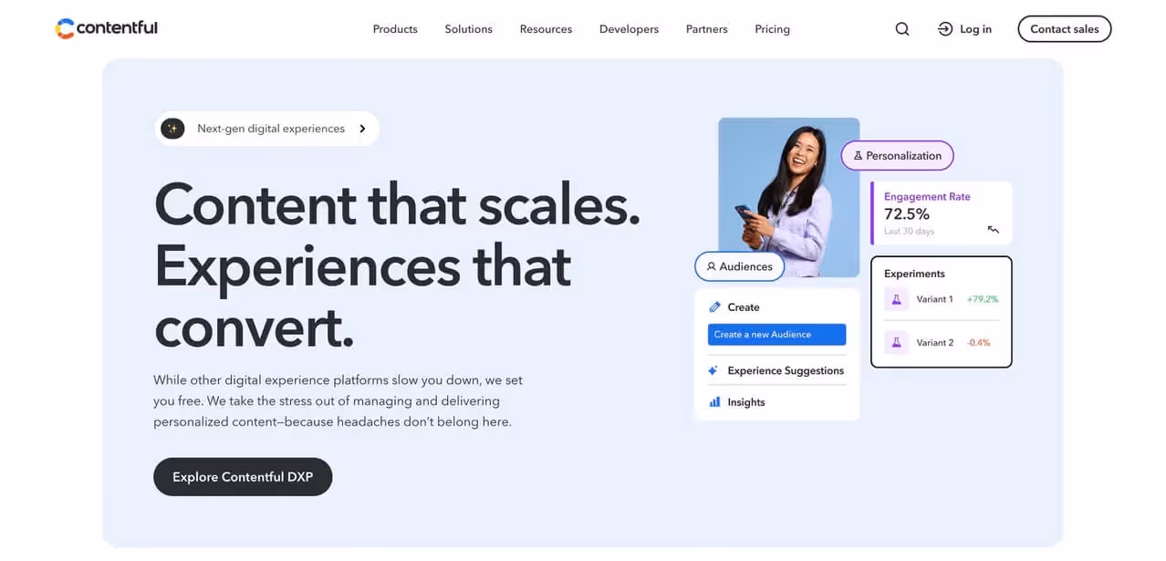 Website des Enterprise CMS Contentful