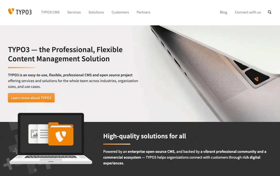 Startseite der TYPO3 Webiste