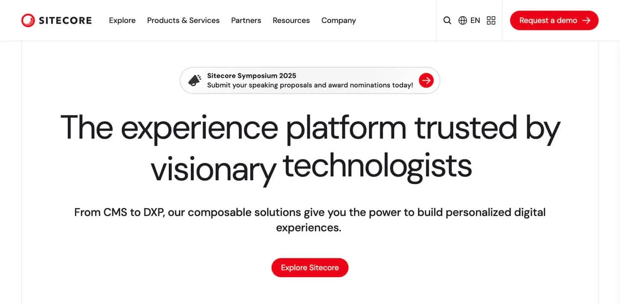 Homepage der Sitecore Website
