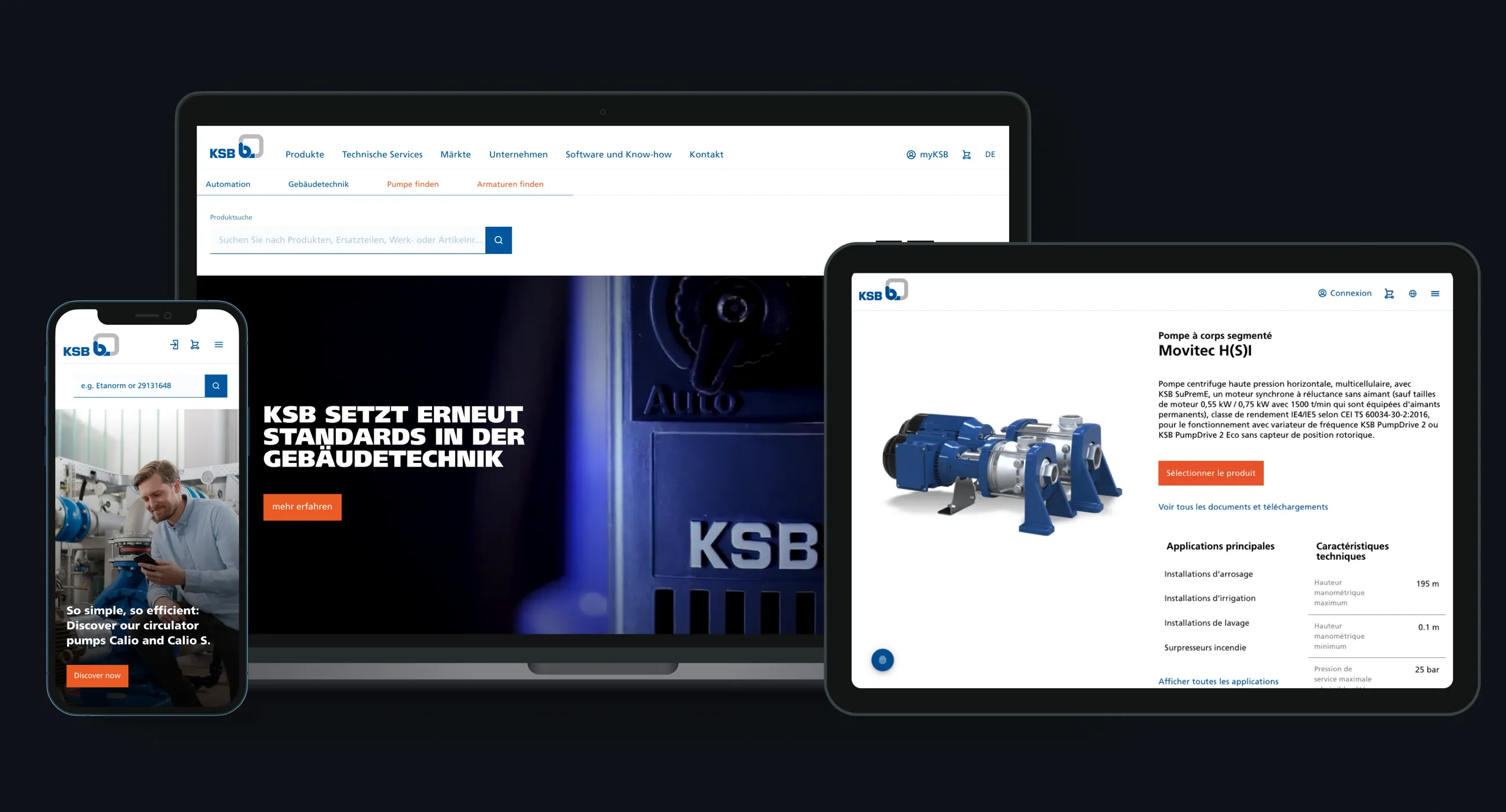 Mockup der neuen Digital Experience Platform der KSB Group