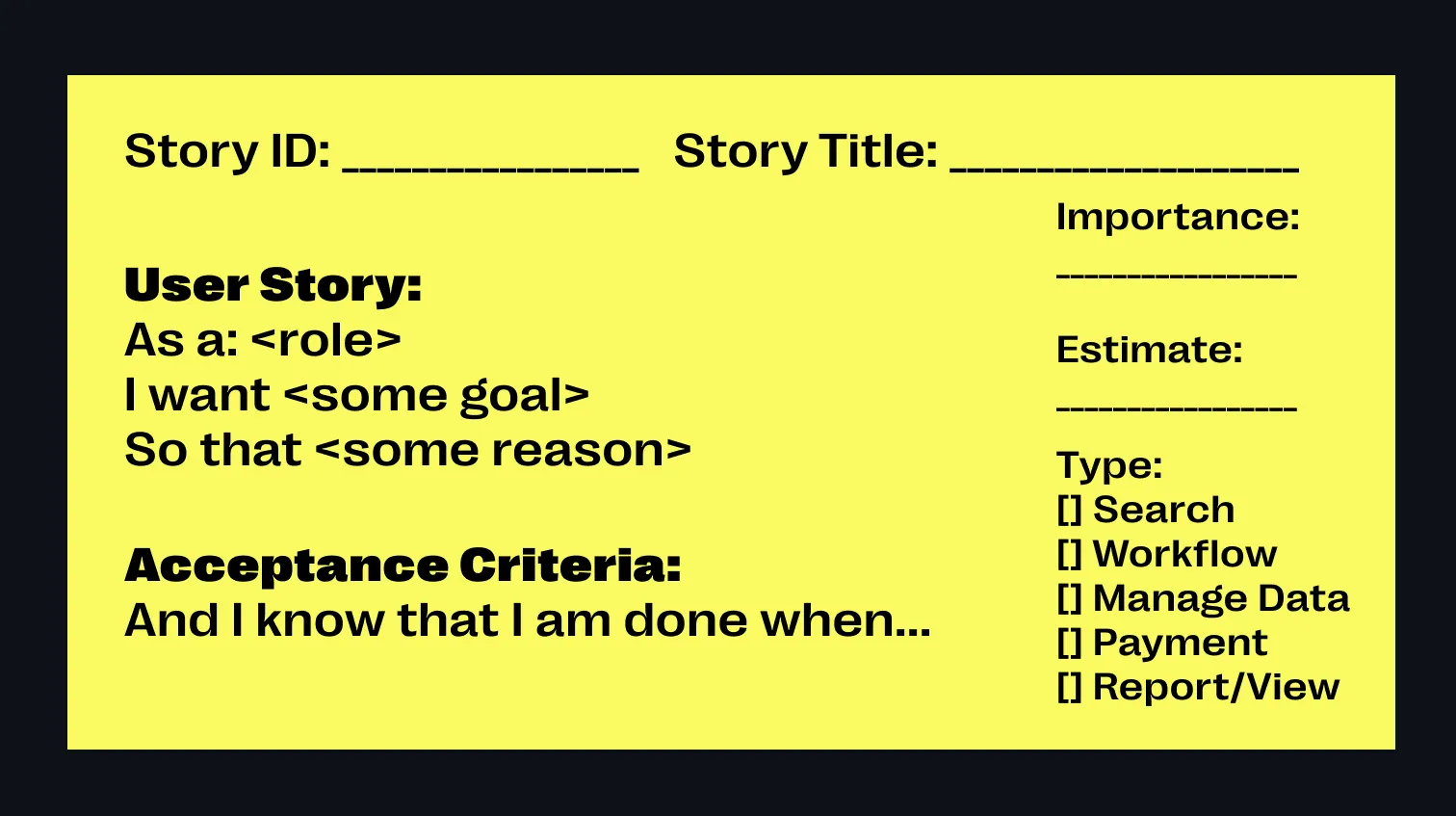 Vorlage für den Aufbau einer Story Card