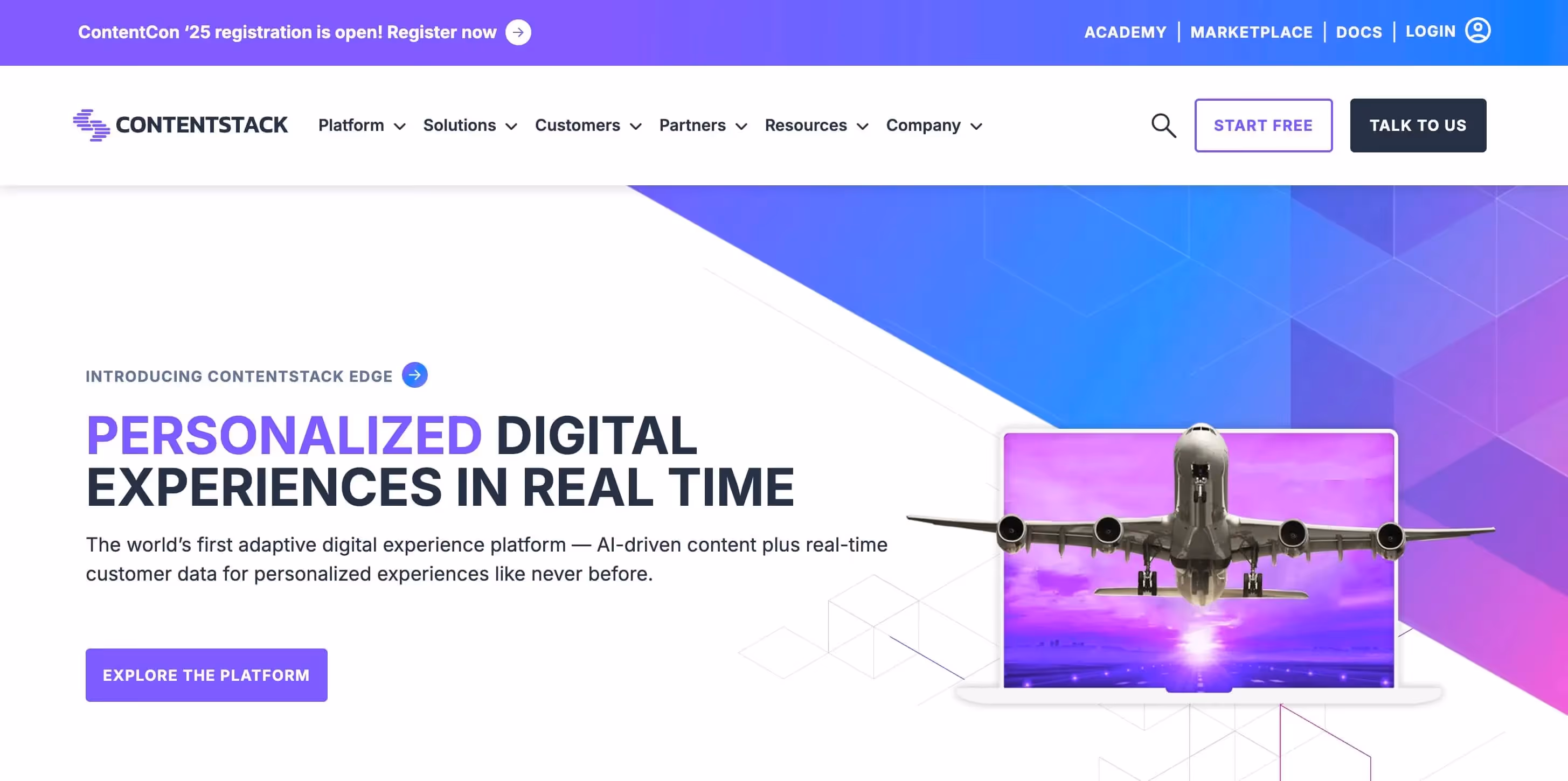 Website des Enterprise CMS Contentstack