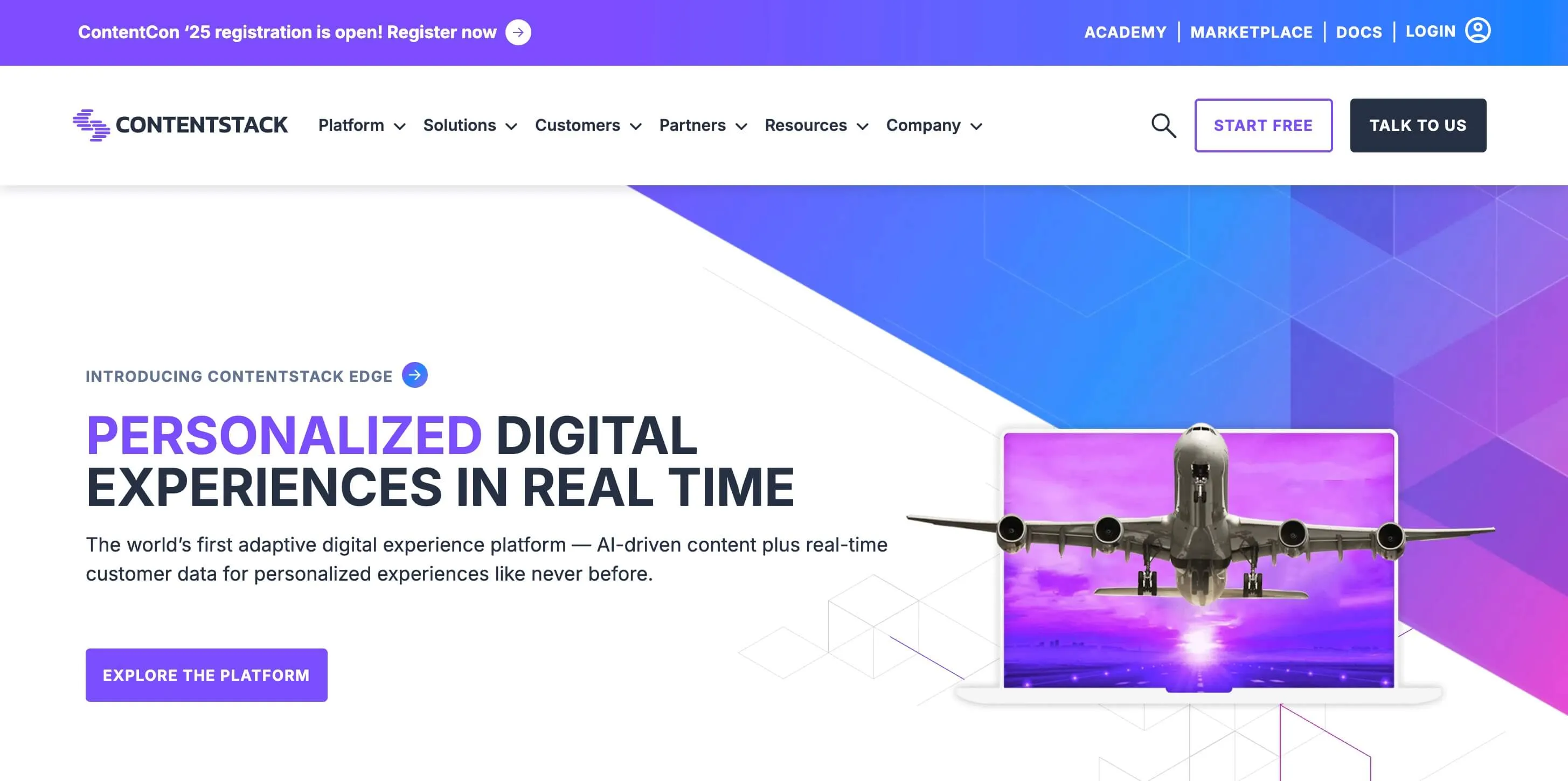 Website des Enterprise CMS Contentstack