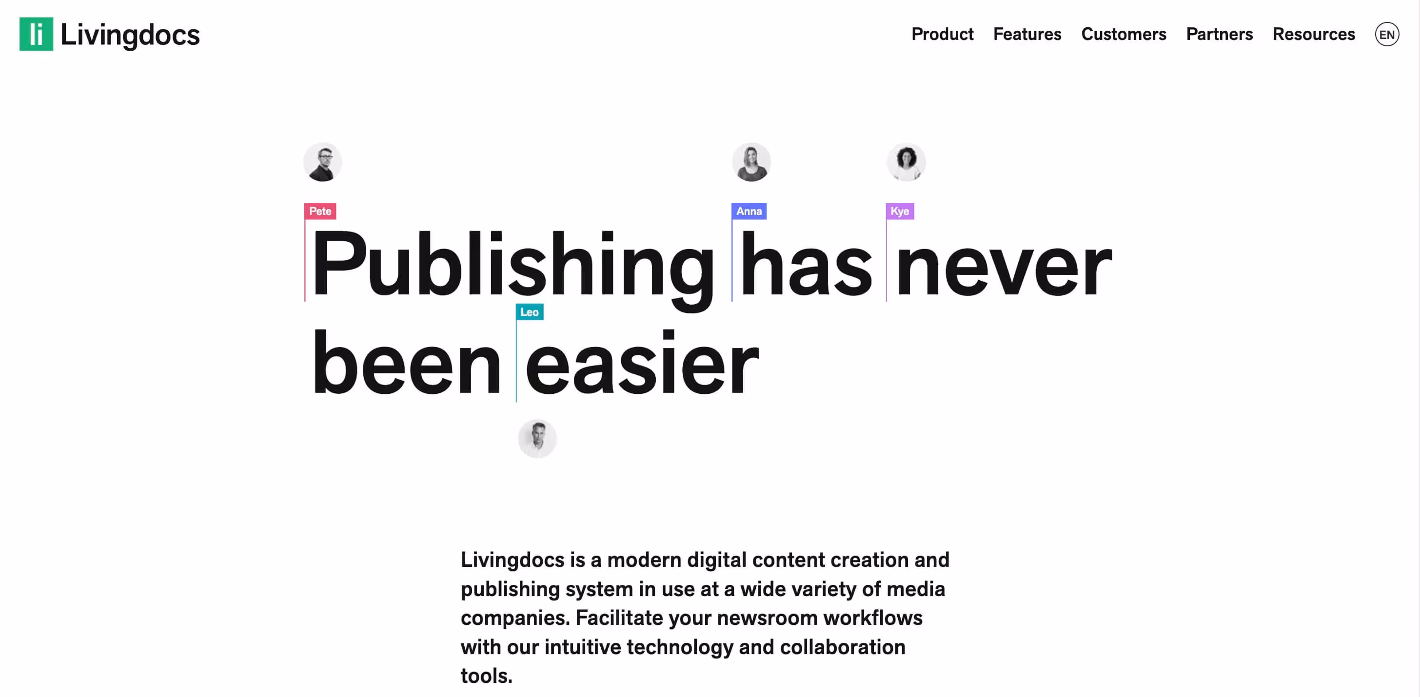 Website des Enterprise CMS Livingdocs