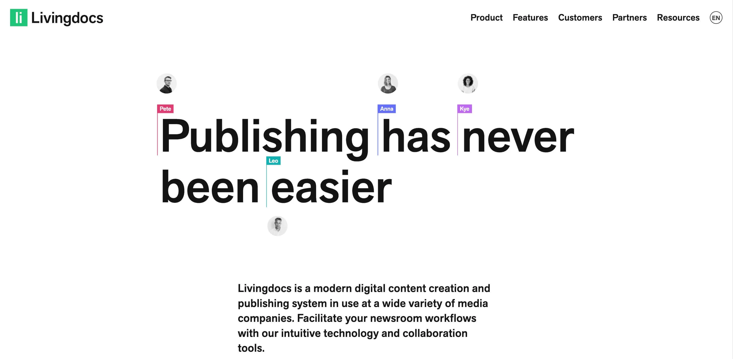 Website des Enterprise CMS Livingdocs