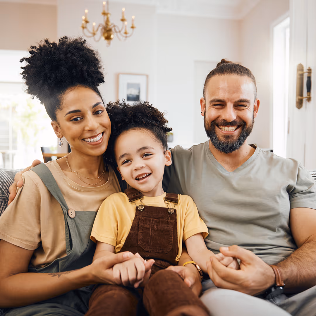 Happy family of three. Therapy academy in Frisco Texas