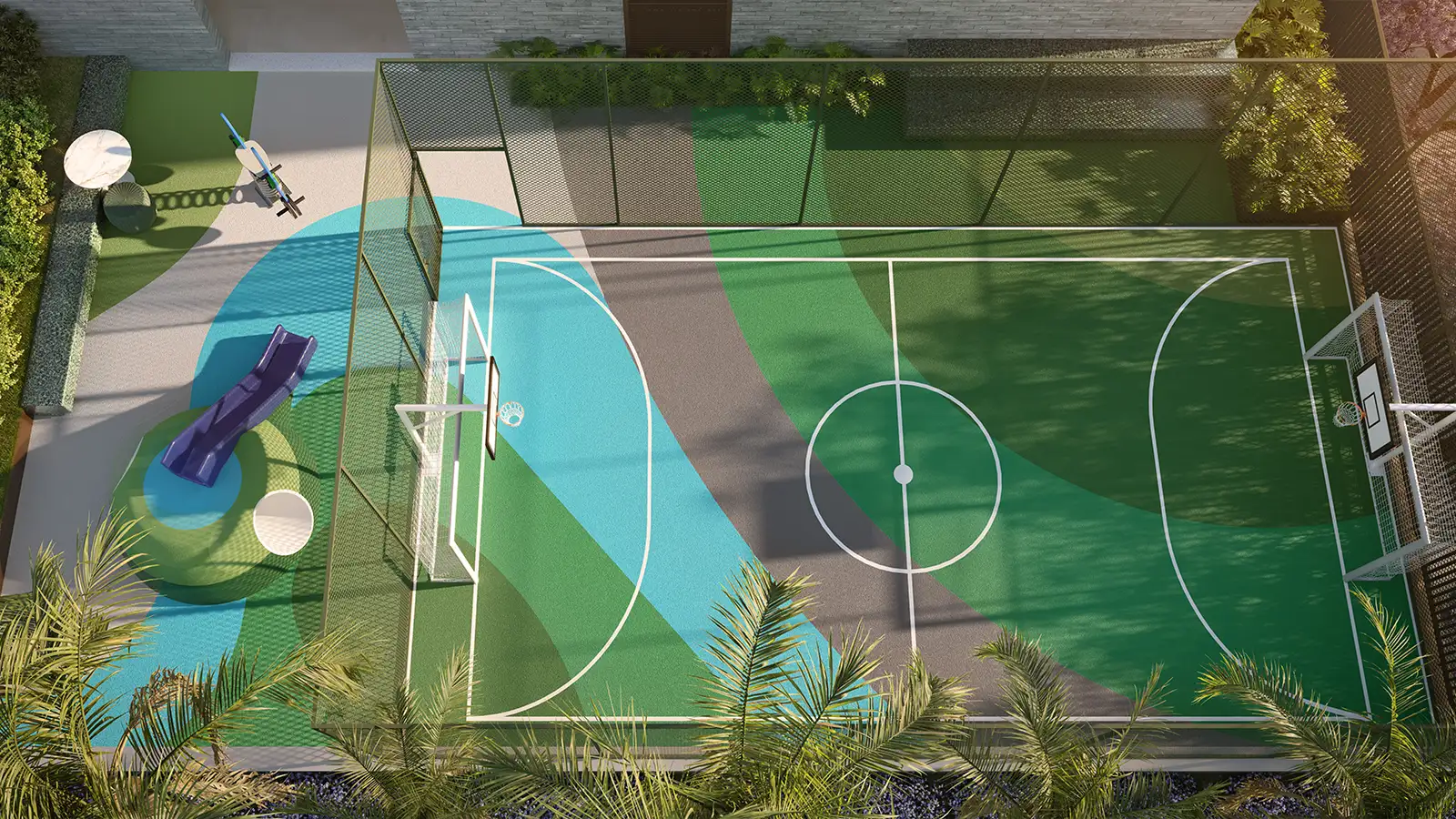 Playground e quadra recreativa