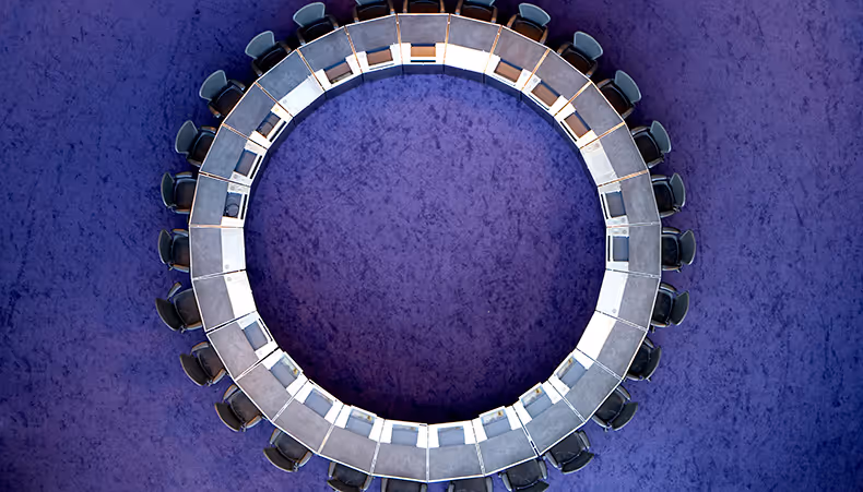 Photo of boardroom table from above