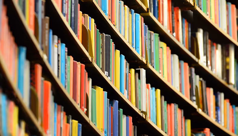 Photo of law reports on a bookshelf
