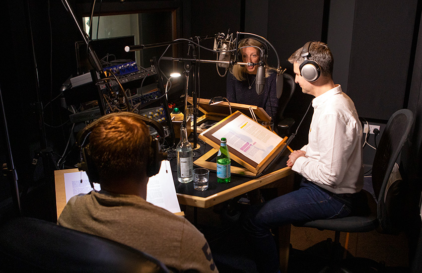 Photo of Siobhan, Jonathan and Fraser recording