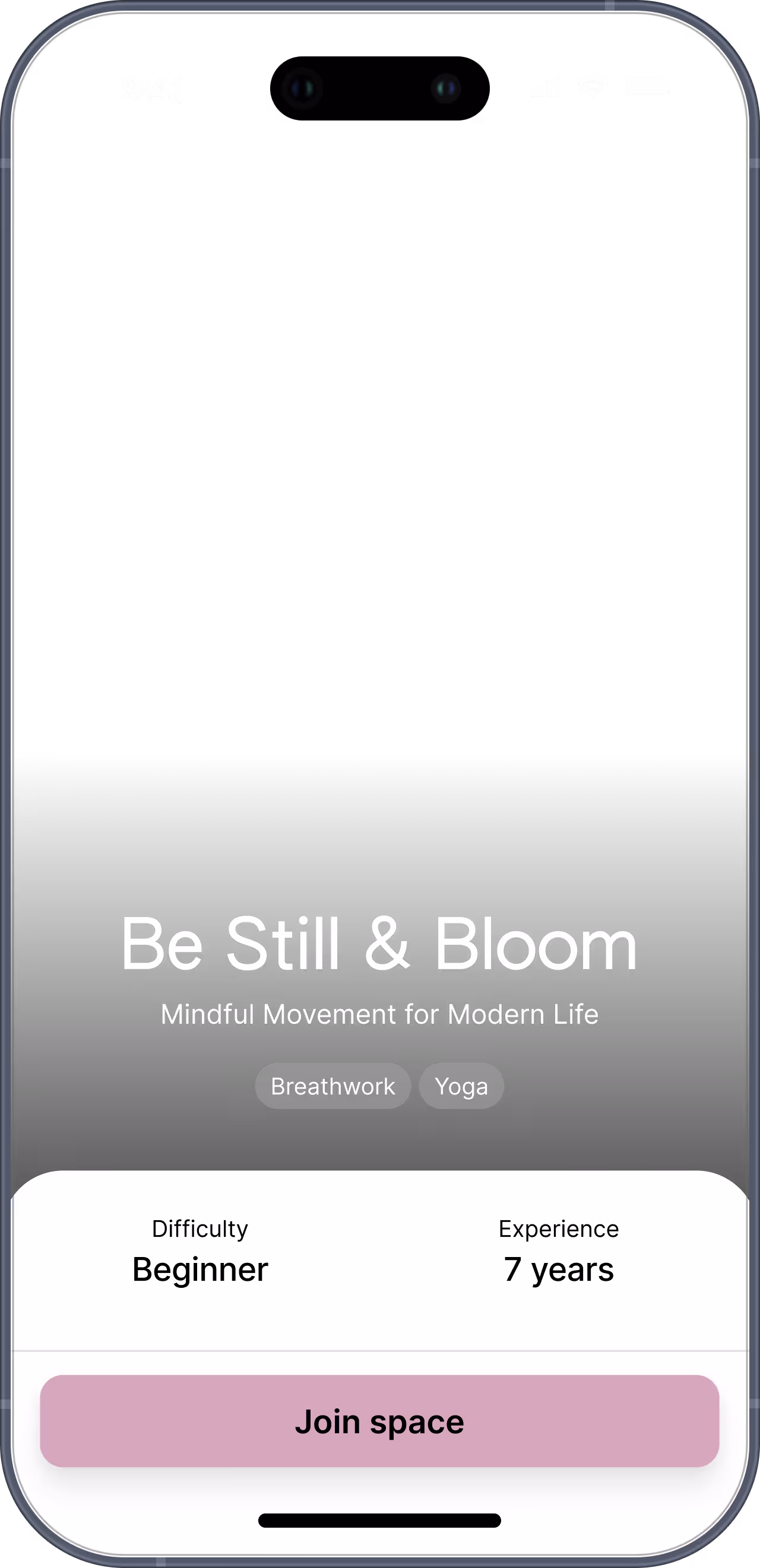 Screen that shows what a Space looks like in the app