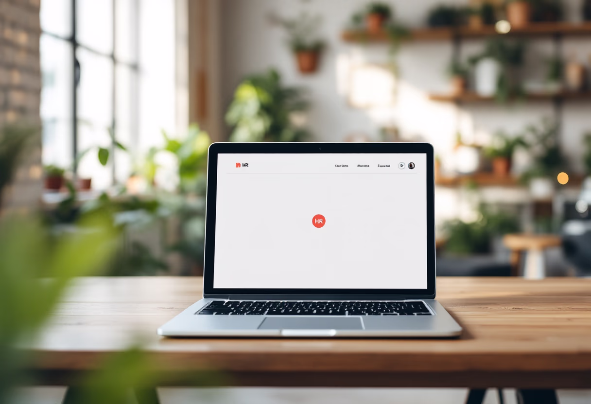 [interface] image of cloud-based solutions interface for hr tech on a laptop