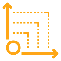 Orange arrows and dashed lines indicating upward and rightward movement from a circle at the origin.