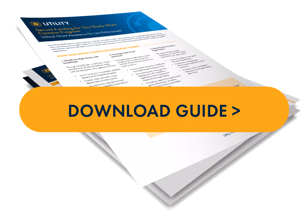 Stack of program guide pages with a yellow button reading 'DOWNLOAD GUIDE >' overlaid.