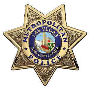 Gold star-shaped badge of the Las Vegas Metropolitan Police, Clark County, Nevada.