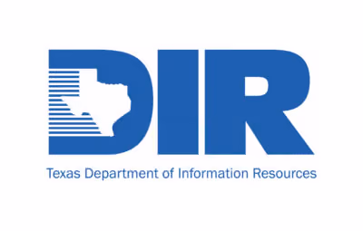 Texas Department of Information Resources logo with blue text and Texas state outline.