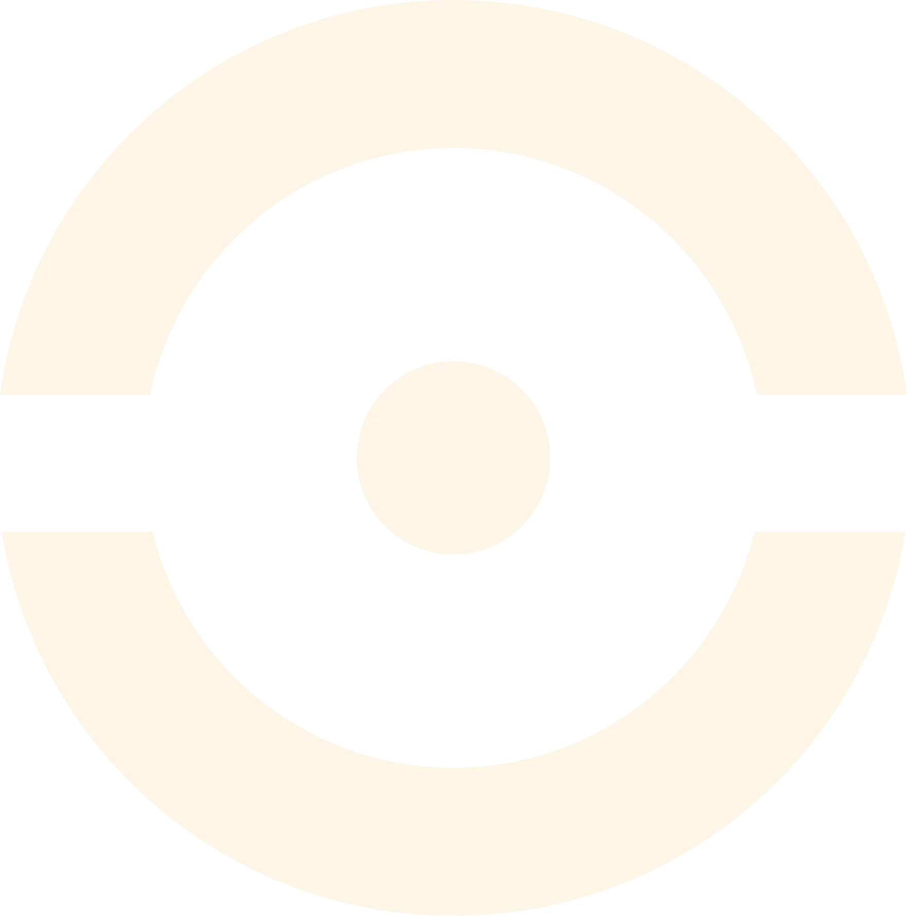 Orange circular symbol with a central dot and two extending horizontal bars inside a large ring.