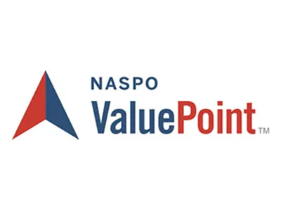 NASPO ValuePoint logo with triangular marker in red and blue.