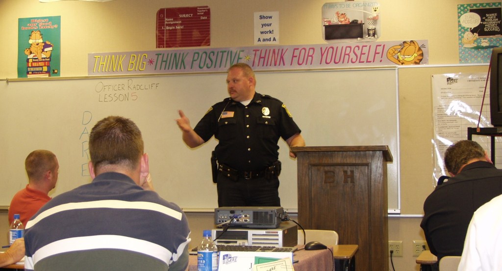 Chris Radcliff pictured during his time as a DARE instructor