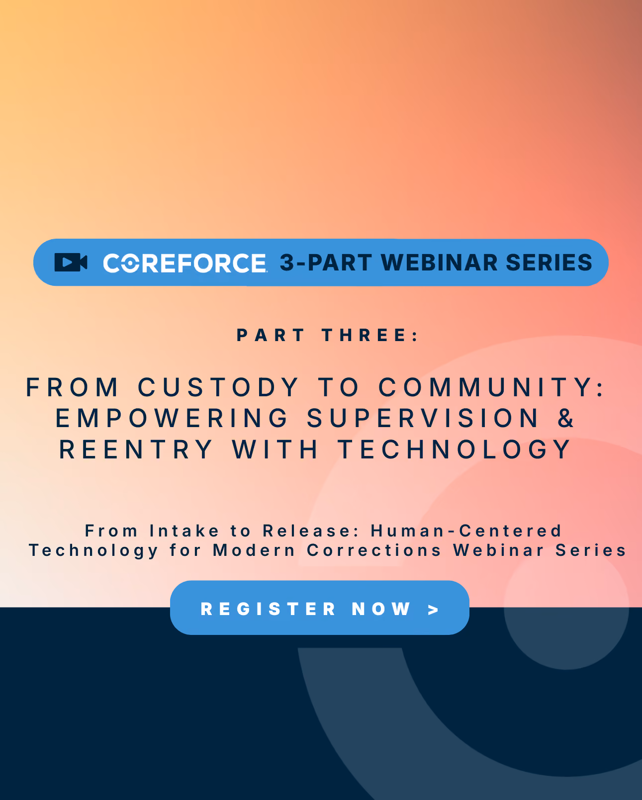CoreForce 3-part webinar series part three on empowering supervision and reentry with technology.