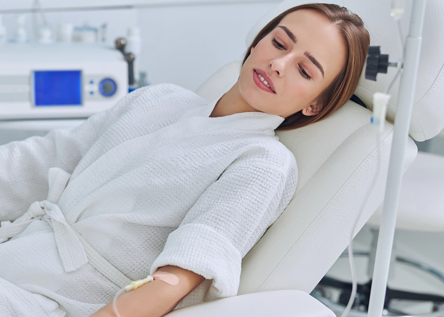 A woman getting IV Therapy