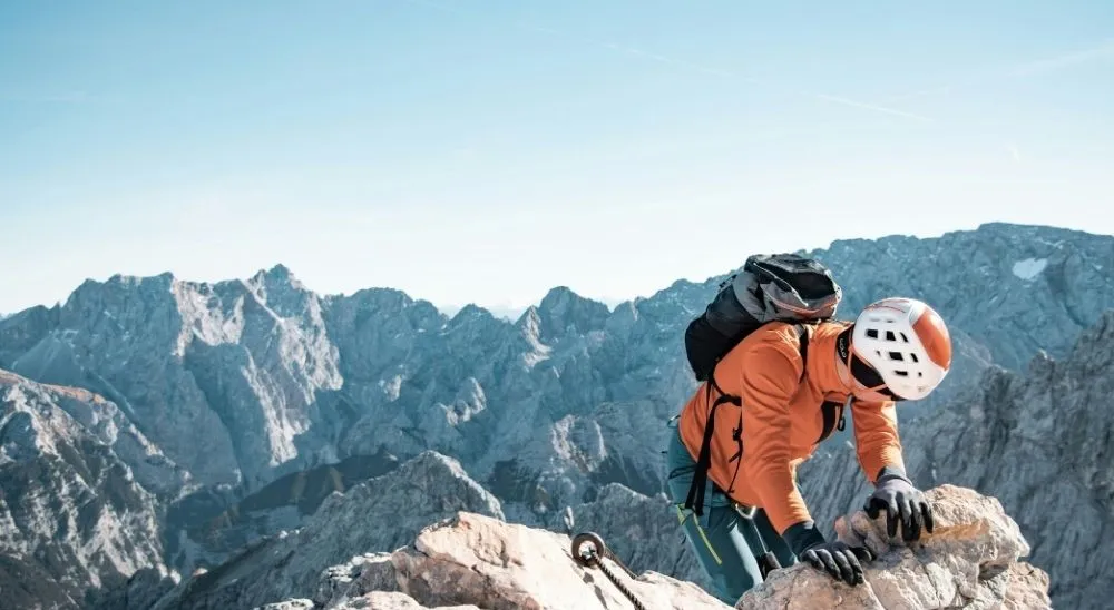 mountaineer at the mountain top