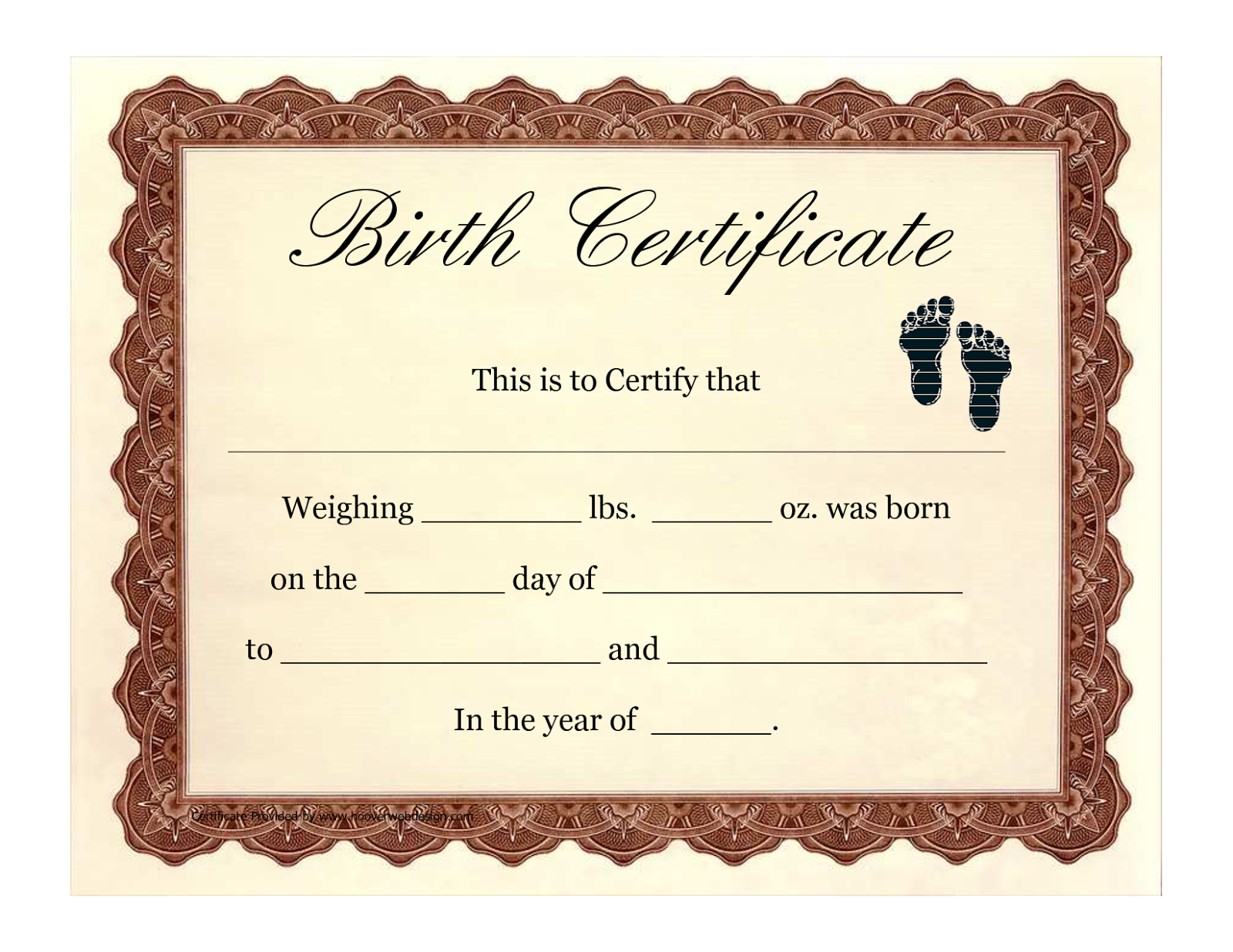 Birth Certificate (blank)