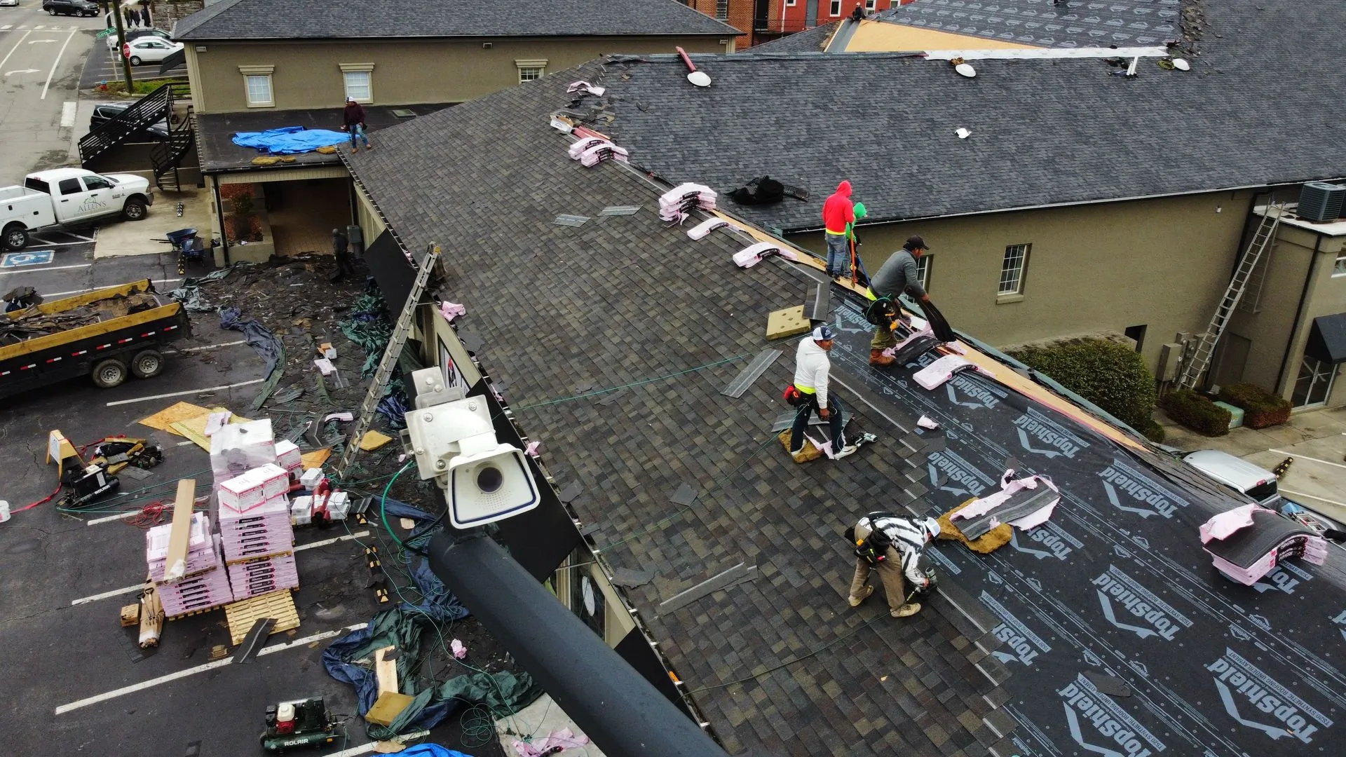 Detailed view of commercial roof with clean installation lines and proper drainage
