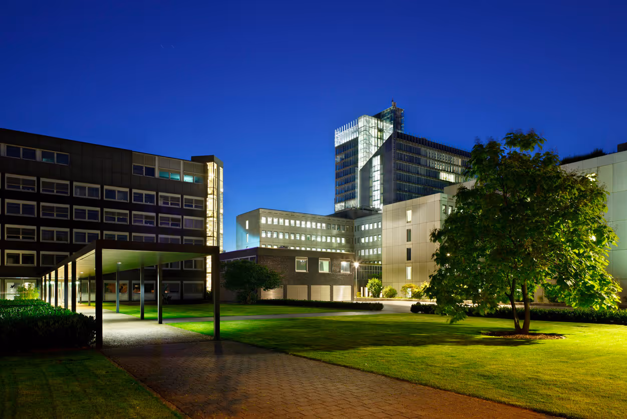 Commercial office complex with glass facade