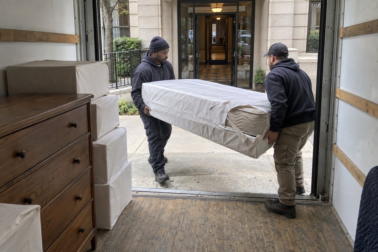 Loading A Moving Truck For A Studio Apartment