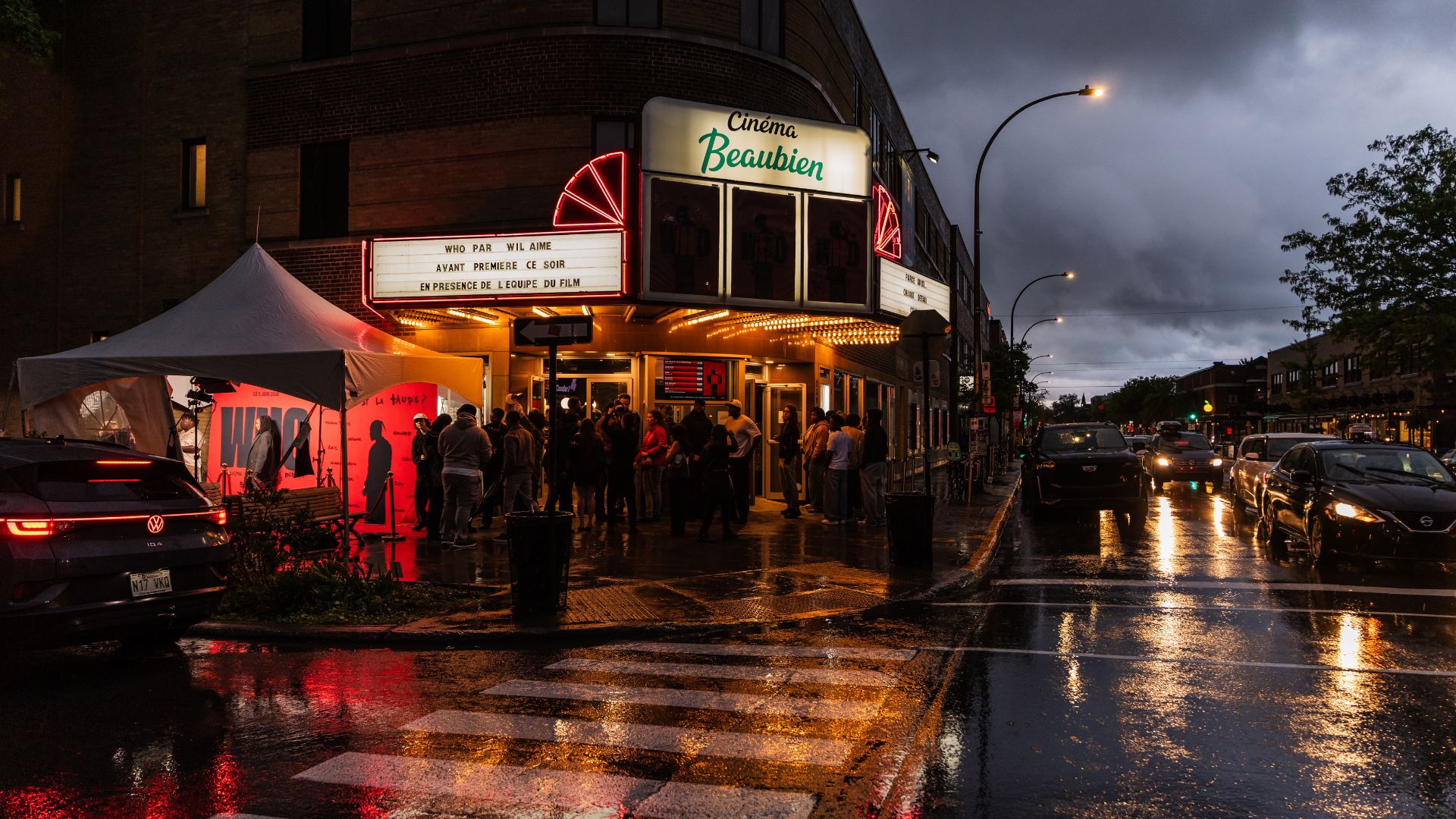 Red carpet at Cinéma Beaubien for the Montreal premiere of Wil Aime's film WHO, covered by One Way