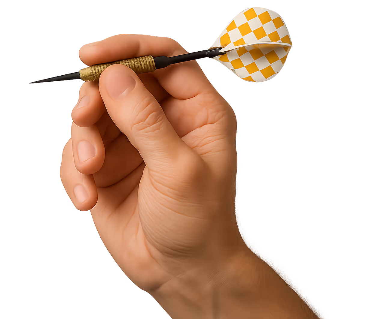 Hand holding a dart