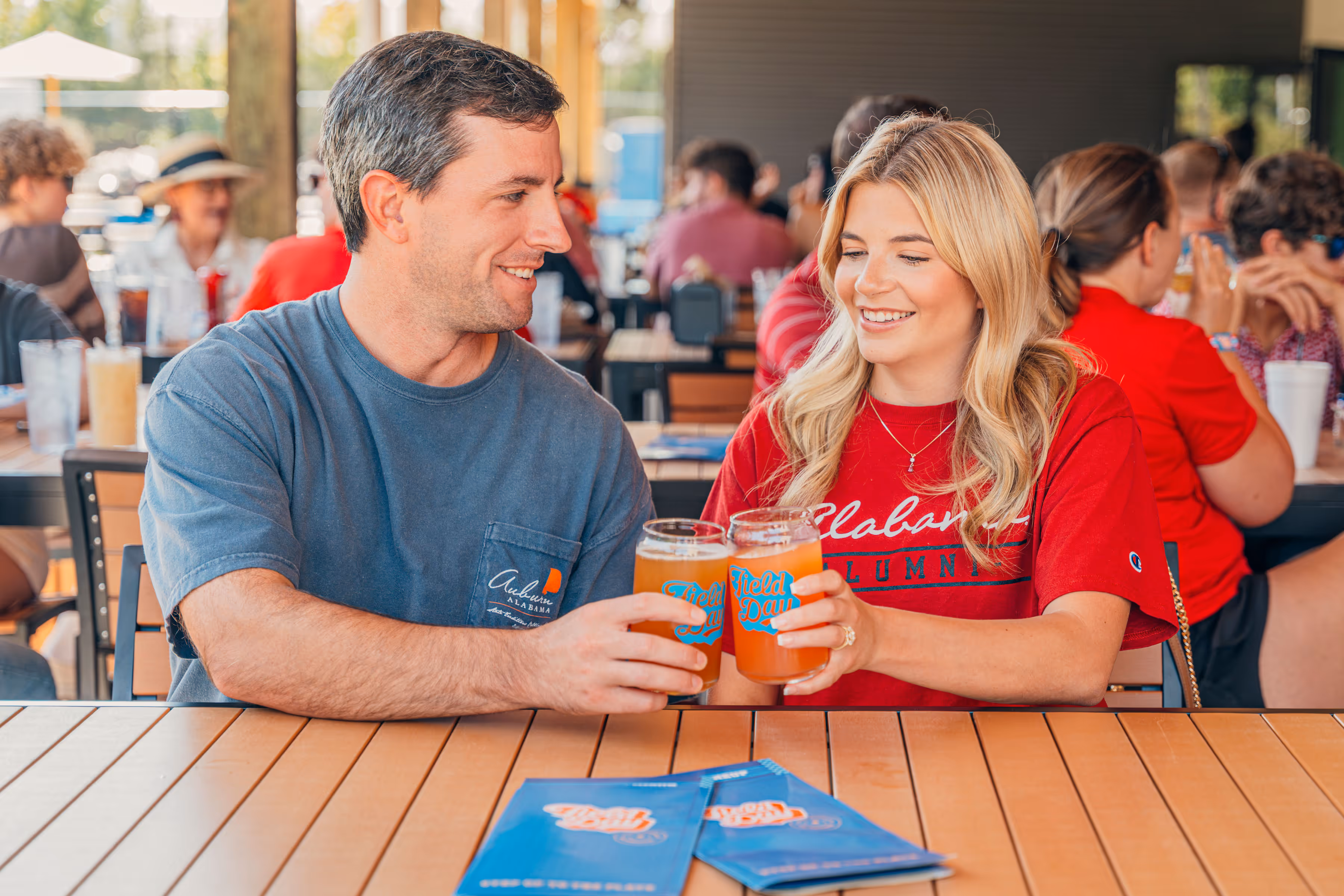 Two people cheersing