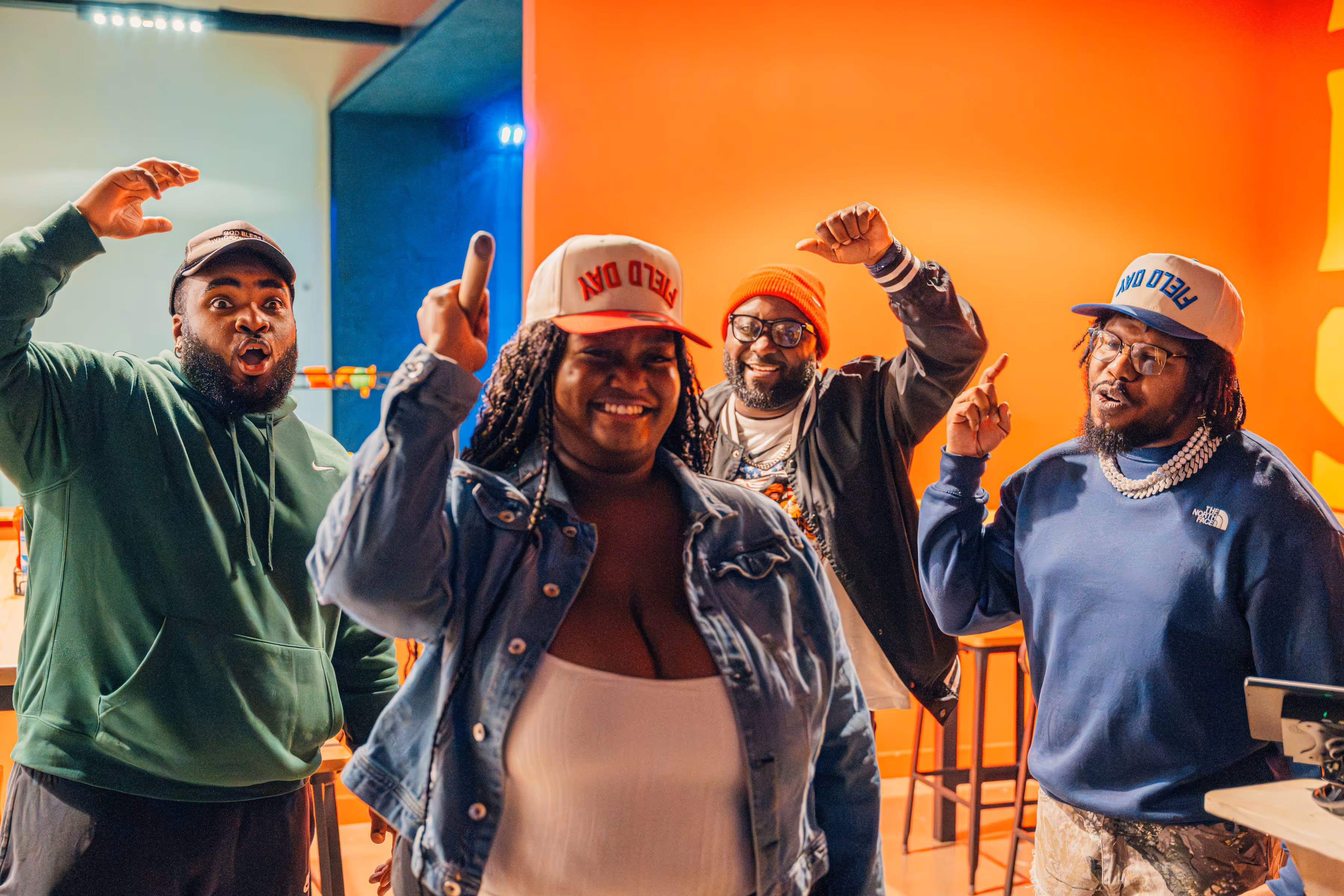 A group of people having a good time at Field Day.