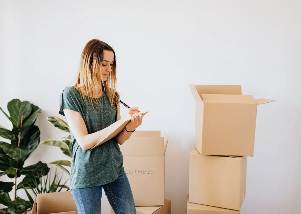 Packed moving boxes in a home being prepared for moving day