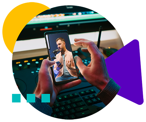 Smiling man in a blue suit holding a tablet and giving a thumbs up with text saying no commission limits and join for FREE.